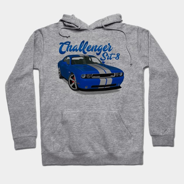 Challenger Srt-8 Blue Stripe Front Hoodie by PjesusArt